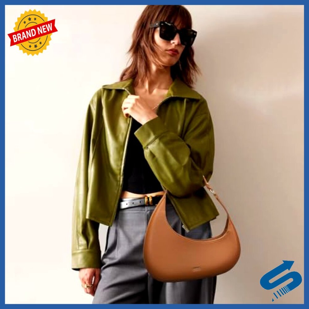 Leather Shoulder Bag Lightweight Handbag Clutch Zipper Closure Casual Trendy - Picture 2 of 7